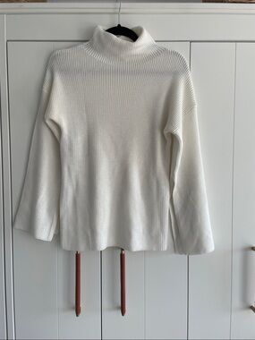 Mango Cream Ribbed Turtleneck Sweater